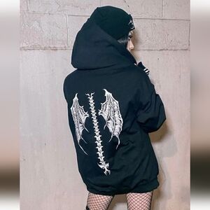 Vampire Freaks Skull Demon Wings Gothic Graphic Hoodie